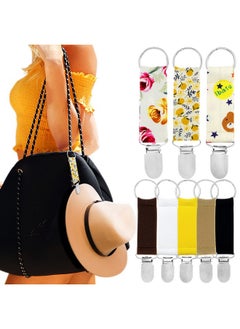 RechicGu Travel Hat Clips, 8 Pieces Bag Handbag Backpack Luggage Elastic Scarf Clip Cap Holder Outdoor Accessories For Women (Yellow,White,Coffee,Khaki)  - Image 1