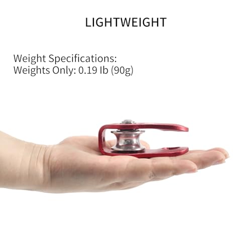 NewDoar Fixed Plate Micro Pulley,28KN CE Certified General Purpose Small Aluminum Rope Pulleys for Climbing/Aloft Work/Rappelling/Rescue Etc(28KN Red 2pcs) - Image 4