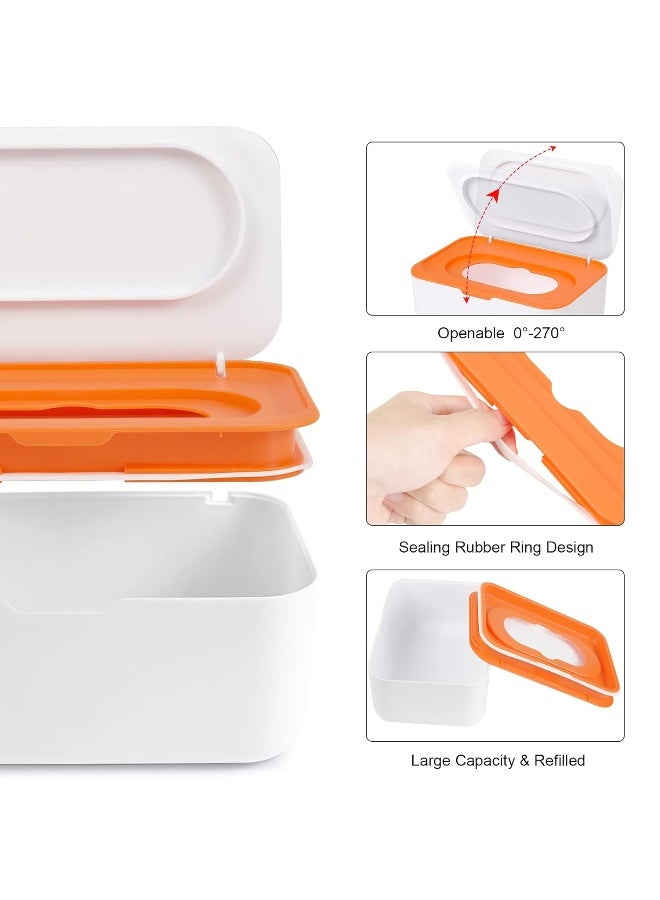 KALYLOC 8Pcs Baby Wipes Dispenser, Reusable Baby Wipe Holder Box and Portable Wet Wipes Pouch, Refillable Wipes Pouch Case Container with Lid for Bathroom Baby Nursery Kitchen Office Travel (Grey+Orange) - Image 3
