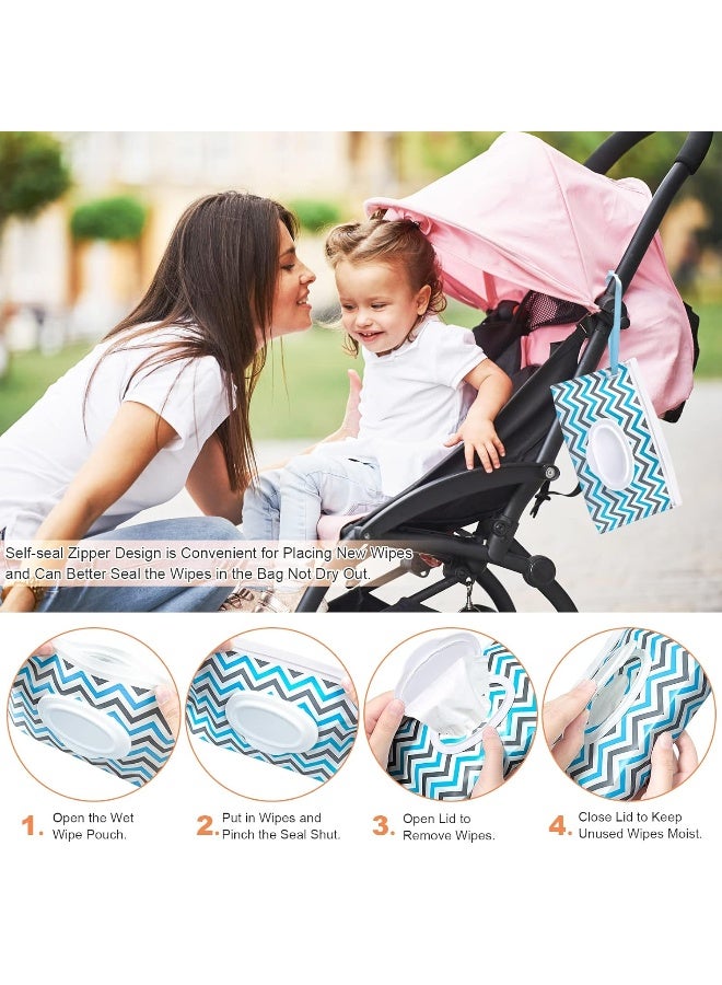 KALYLOC 8Pcs Baby Wipes Dispenser, Reusable Baby Wipe Holder Box and Portable Wet Wipes Pouch, Refillable Wipes Pouch Case Container with Lid for Bathroom Baby Nursery Kitchen Office Travel (Grey+Orange) - Image 5