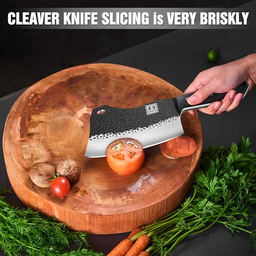 ENOKING 7.1″ Butcher Knife & Chef’s Knives – Hand Forged High Carbon Stainless Steel, Full Tang for Kitchen & Outdoor Meat Cutting - Image 5