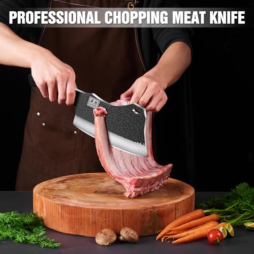 ENOKING 7.1″ Butcher Knife & Chef’s Knives – Hand Forged High Carbon Stainless Steel, Full Tang for Kitchen & Outdoor Meat Cutting - Image 2
