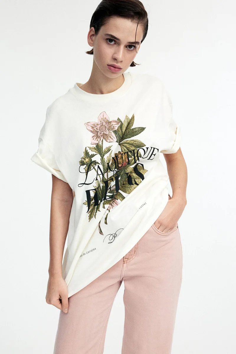 H&M Oversized motif-detail T-shirt