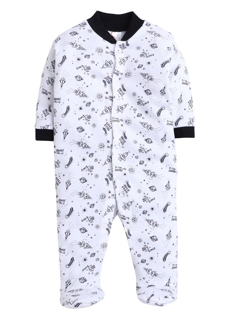 EIO 100% Cotton Baby Rompers Sleepsuits Jumpsuits Night Suits for Newborn Baby Boys & Girls | Soft Infant Bodysuit | Pack of 3 Kids Rompers - Image 3