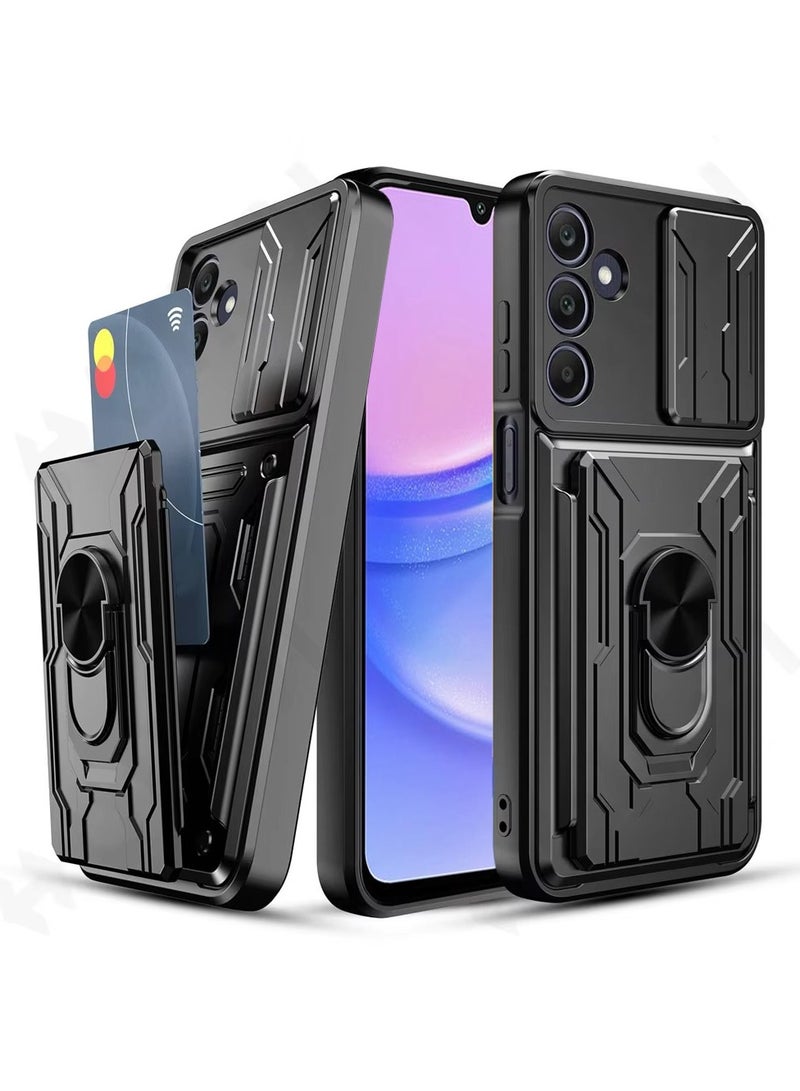 Techie Samsung Galaxy A15 Slide Armor Case with 360° Ring, Magnetic Stand, Card Holder, Camera Shield & Mil-Grade Drop Protection  - Image 1