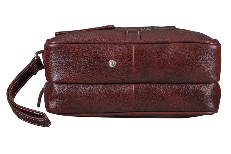 BRAND LEATHER Genuine Leather Toiletry Bag Cash Pouch/Money Carrying Pouch/Handbags/Multipurpose Travel Pouch (BROWN) - Image 4