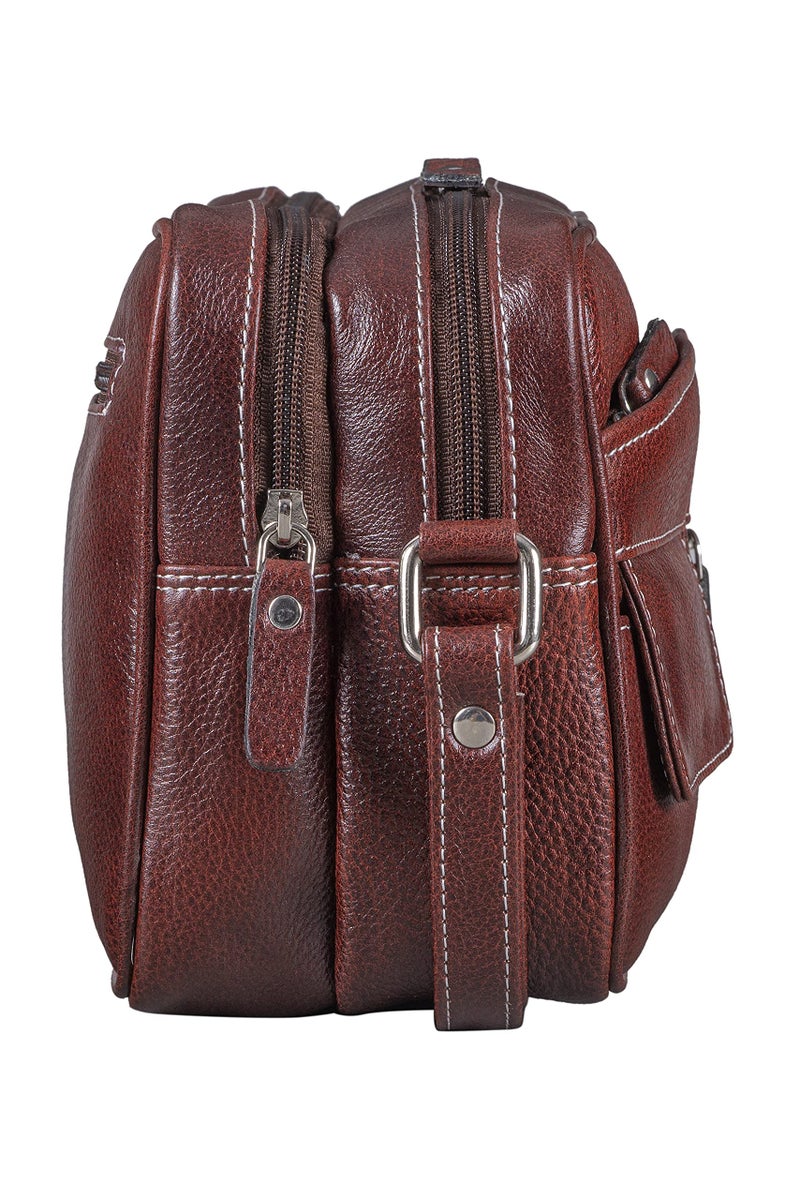 BRAND LEATHER Genuine Leather Toiletry Bag Cash Pouch/Money Carrying Pouch/Handbags/Multipurpose Travel Pouch (BROWN) - Image 3