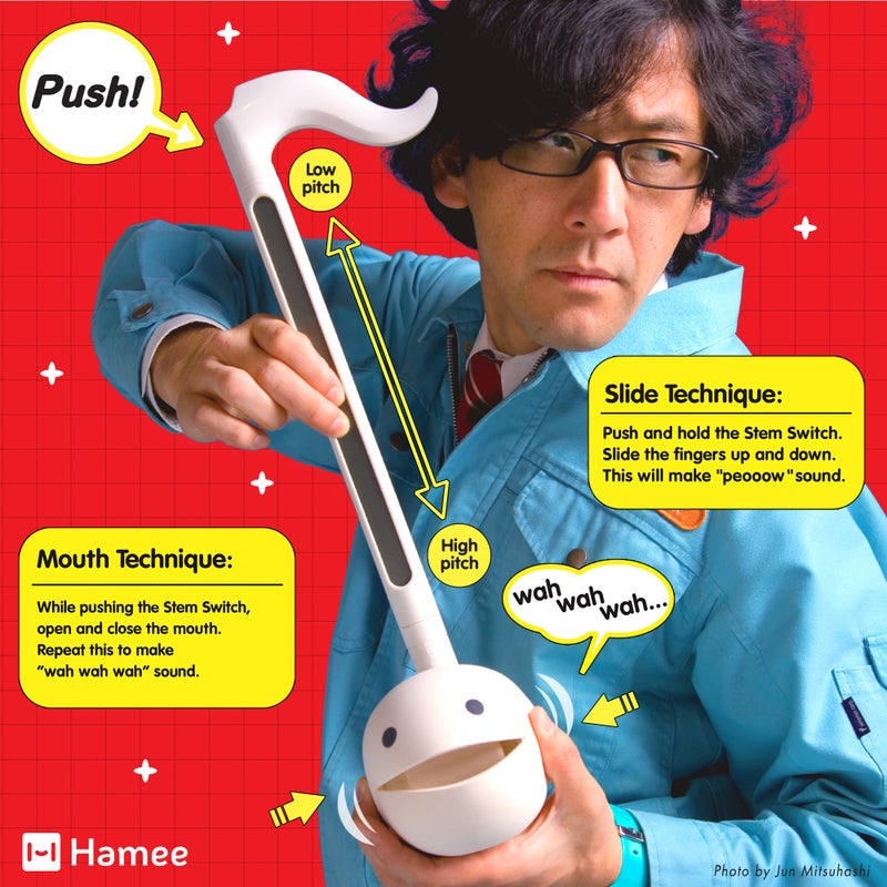Otamatone أوتاماتون ديلوكس آلة موسيقية إلكترونية للبالغين، سينثسايزر محمول، موسيقى كهربائية رقمية من اليابان بواسطة كيوب/مايووا دينكي، هدايا رائعة، أحمر [دليل باللغة الإنجليزية] - Image 3