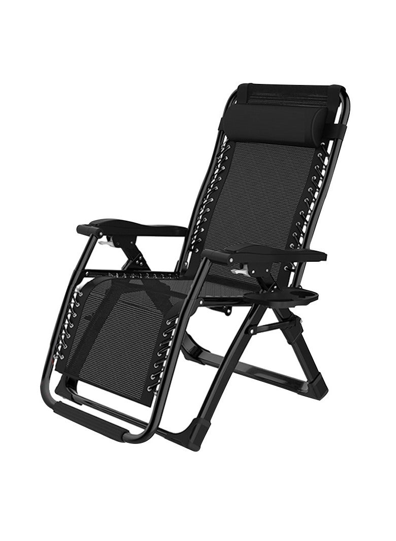Generic Foldable Camping Chair Folding Chair Outdoor Lounges Chair Garden Chair Adjustable Beach Chair with Pillows and Cup Holders for Home Office Camp Travel Picnic(HG-01-1)  - Image 1