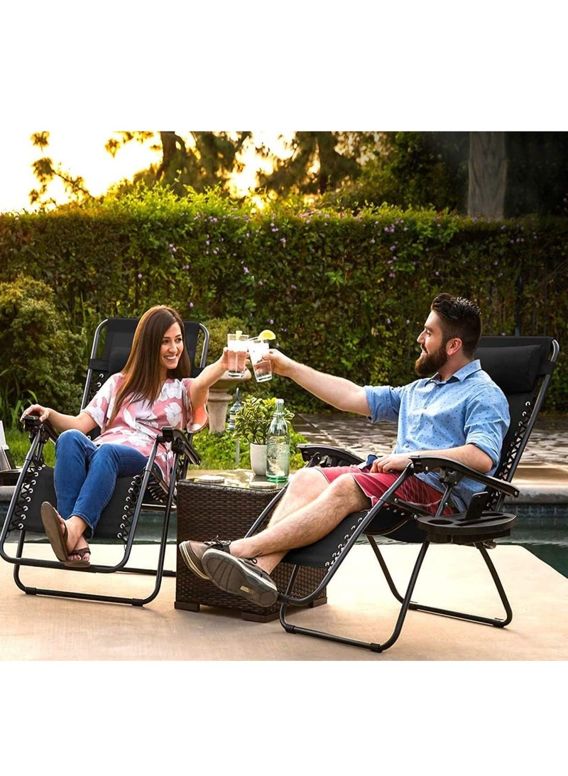 Generic Foldable Camping Chair Folding Chair Outdoor Lounges Chair Garden Chair Adjustable Beach Chair with Pillows and Cup Holders for Home Office Camp Travel Picnic(HG-01-1)  - Image 3