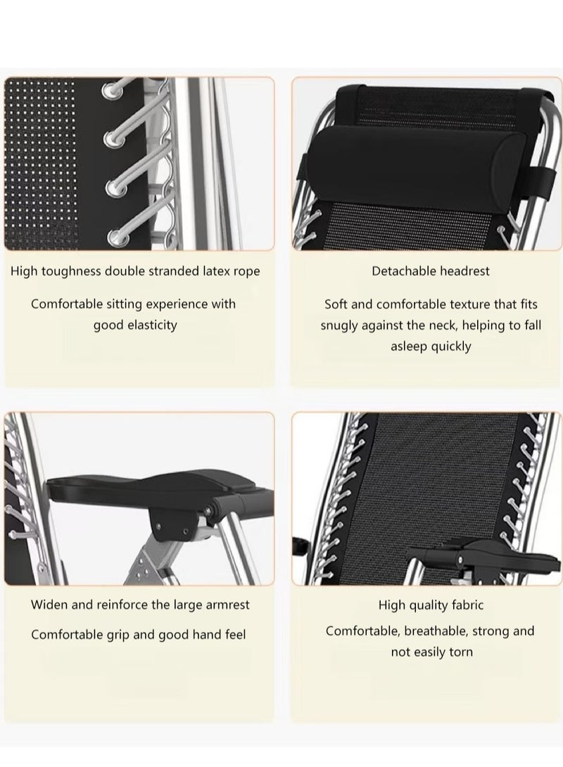 Generic Foldable Camping Chair Folding Chair Outdoor Lounges Chair Garden Chair Adjustable Beach Chair with Pillows and Cup Holders for Home Office Camp Travel Picnic(HG-01-1)  - Image 4