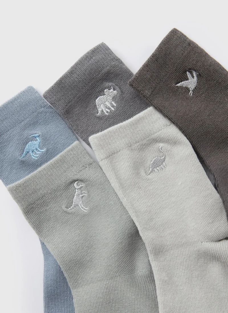 Matalan 5 Pack Boys Dino Embroidered Socks