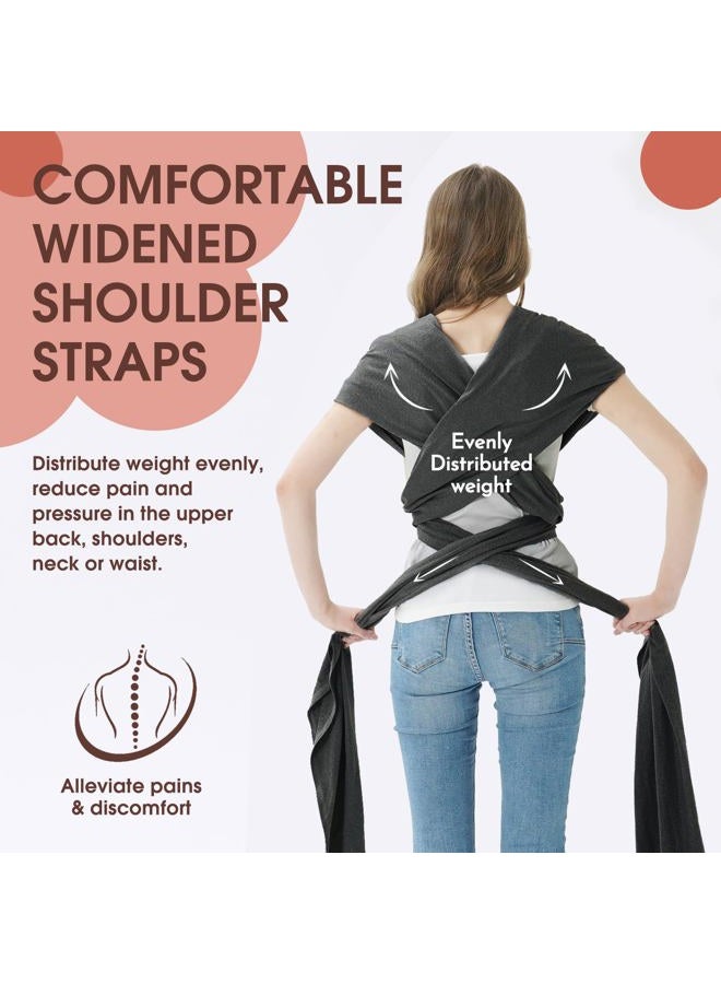 Acrabros Baby Wrap Carrier,Hands Free Baby Carrier,Lightweight,Breathable,Softness,Perfect for Newborn Infants and Babies Shower Gift,Heather Grey - Image 3
