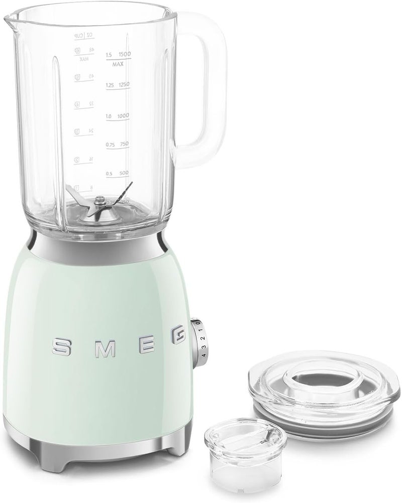 Smeg BLF03PGUK, Retro 50's Style Jug Blender with Stainless Steel Blades, 4 Speed Settings and 3 Pre-set Programs, 1.5 Litre, 800W, Pastel Green, 1 Year Warranty 1.5 L 800 W BLF03PGUK pastel green - Image 1