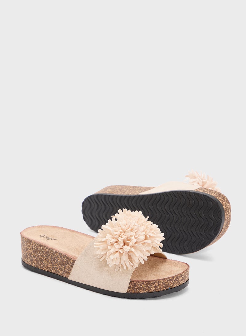 Oversized Floral  Flat Sandal