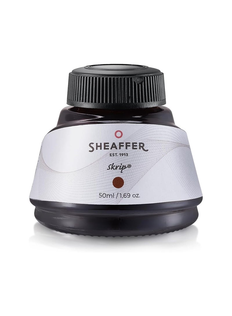 SHEAFFER Skrip Fountain Pen Ink Bottle 50ml Content Brown - Image 1