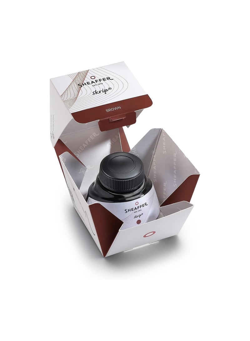 SHEAFFER Skrip Fountain Pen Ink Bottle 50ml Content Brown - Image 3