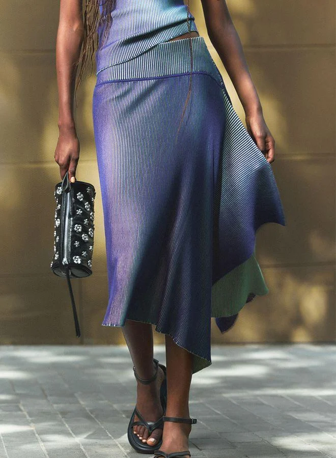 Desigual Blue Long iridescent knit skirt for Women | Best Price UAE
