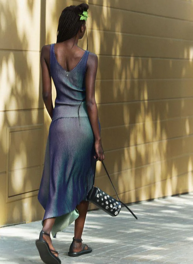 Desigual Blue Long iridescent knit skirt for Women | Best Price UAE