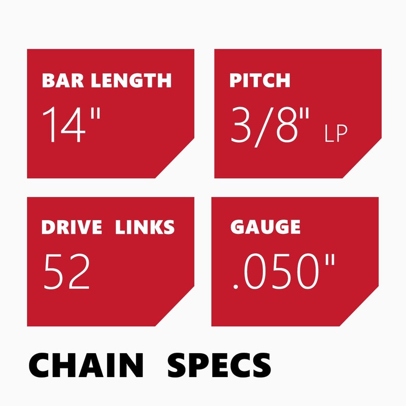 KAKEI 14 Inch Chainsaw Chain 3/8" LP Pitch .050" Gauge 52 Drive Links Fits Husqvarna 120, Echo CS-310, Ryobi RY3714 and More- S52 (3 Chains) - Semi Chisel - Image 3
