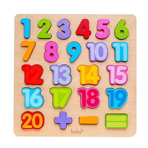 Boby Wooden Number Puzzle Toys, ABC Letter & Number Puzzle for Toddlers 3 Year Old, Preschool Learning Toys for Kids, Educational Name Puzzles Gift for Boys and Girls - Image 1