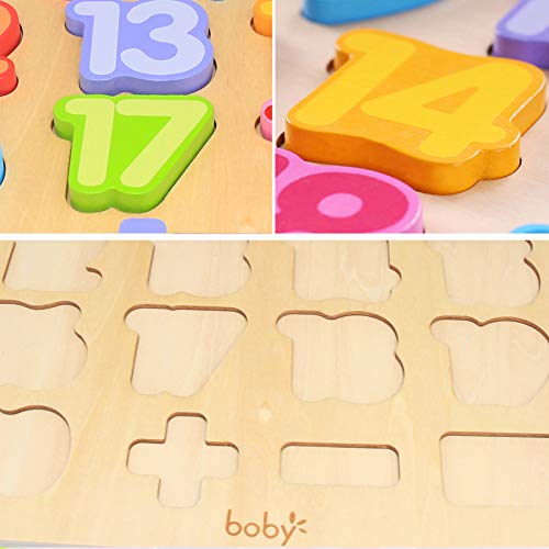 Boby Wooden Number Puzzle Toys, ABC Letter & Number Puzzle for Toddlers 3 Year Old, Preschool Learning Toys for Kids, Educational Name Puzzles Gift for Boys and Girls - Image 3
