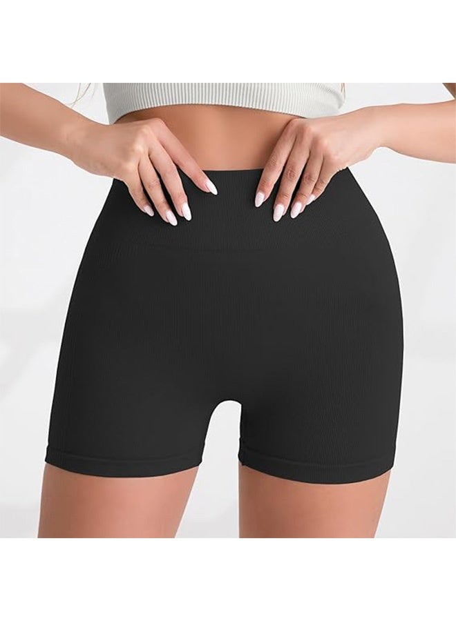 MXN High Waist Butt Lifting Yoga Shorts, Workout Butt Lifting Shorts Women, High Waist Tummy Control Seamless Yoga Gym Cycling Active Shorts(black) - Image 3