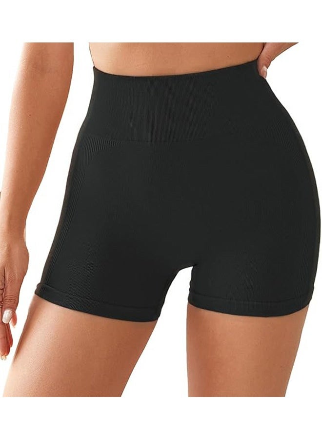 MXN High Waist Butt Lifting Yoga Shorts, Workout Butt Lifting Shorts Women, High Waist Tummy Control Seamless Yoga Gym Cycling Active Shorts(black) - Image 2