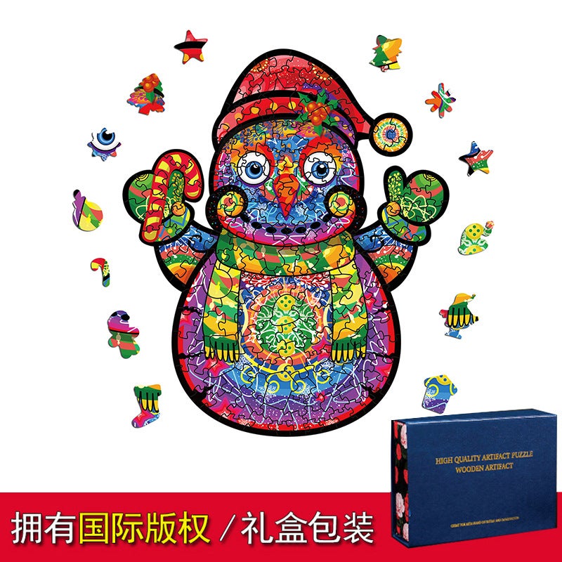 Christmas Owl Lion Wolf Shaped Wooden Puzzle 3D Animal Puzzle Manufacturers Wooden Puzzle Toys - Image 1