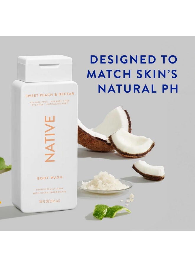 native - Body Wash Contains Naturally Derived Ingredients | For Women & Men, Sulfate, Paraben, & Dye Free Leaving Skin Soft And Hydrating | Sweet Peach & Nectar 18 Oz - 2 Pk - Image 1