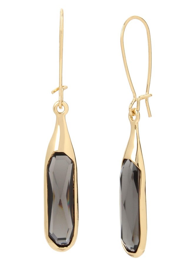 Robert Lee Morris "Set In Stone" Faceted Stone Long Drop Earrings (Black, Gold) - Image 1