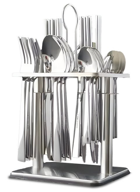 Cutlery Set 24 Pieces Tableware Set with Holding Stand Flatware Set with Knife Fork Spoon طقم أدوات طعام Perfect For Home Hotel Restaurant & More