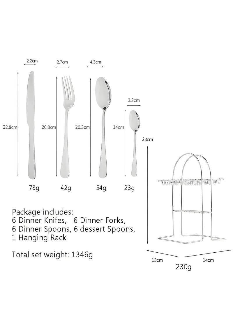 NextWave - Cutlery Set 24 Pieces Tableware Set with Holding Stand Flatware Set with Knife Fork Spoon طقم أدوات طعام Perfect For Home Hotel Restaurant & More - Image 1