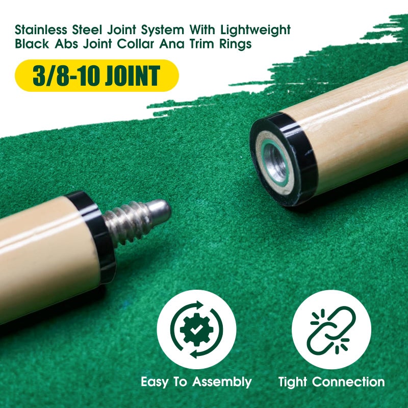 HMQQ Pool Cue Stick/Billairds cue Stick Pool Stick 58" Set of 2/Set of 4 /Set of 4 20OZ, 48" Set of 2/ Set of 4, with Different Weight/Size/Quantity (48" Set of 2) - Image 4