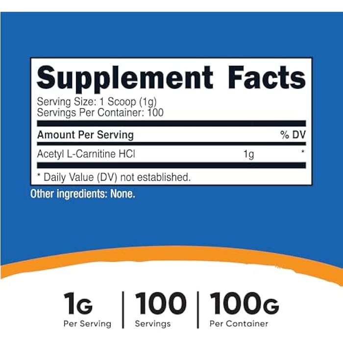 Nutricost Acetyl L-Carnitine HCI (ALCAR) 100 Grams per Container - 1G Per Serving - Non-GMO, Gluten Free, Unflavored - Image 2