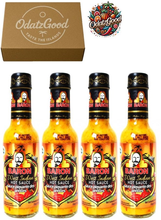 Baron West Indian Hot Sauce 5.5oz Pack of 4 Sealed w/ODatzGood Keychain Bottle Opener (5oz Pack of 4) - Image 2