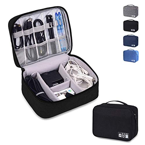 DENSITY COLLECTION Travel Electronics Accessories Organizer Bag- Waterproof Cable Organizer Bag with 3 Removable Dividers, Padded Gadget Carrying Case for Cables - Image 2