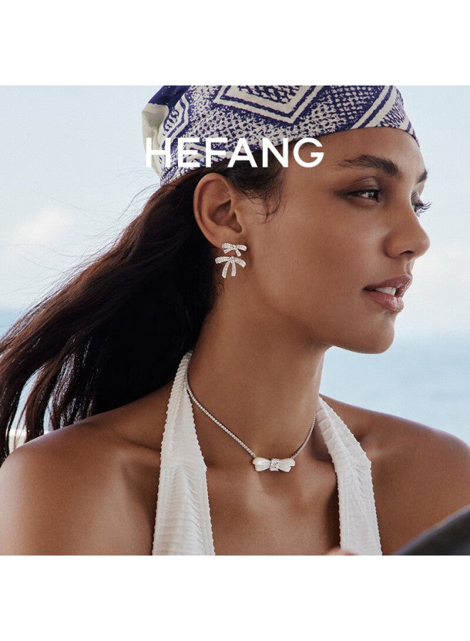 Hefang elry Double-layer Bow Earrings, No Piercing Required, Elegant Birthday And New Year Gift For Girlfriend