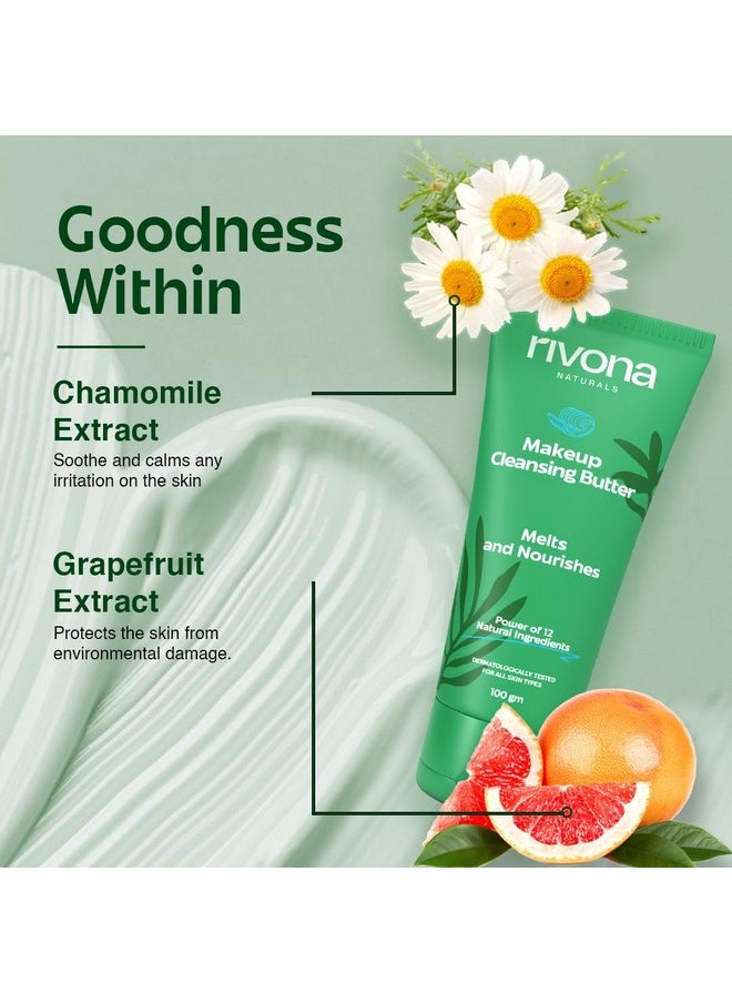 RIVONA NATURALS Makeup Cleansing Balm | Gently Removes Make-Up & Hydrates | Removes Excess Oil & Dirt Enriched With 12 Active Herbs |All Skin Types |100G  - Image 2