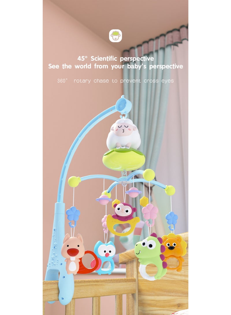 الصمت الدوار المحرك لعب الحضانة, التحكم عن بعد الروتاري الراتلز, لعب الأطفال مع الضوء والموسيقى,360 درجة الدوار,الراحة لعب سرير جرس للطفل 0-3, 6-9 شهر حديث الولادة هدية (أزرق) - Image 4