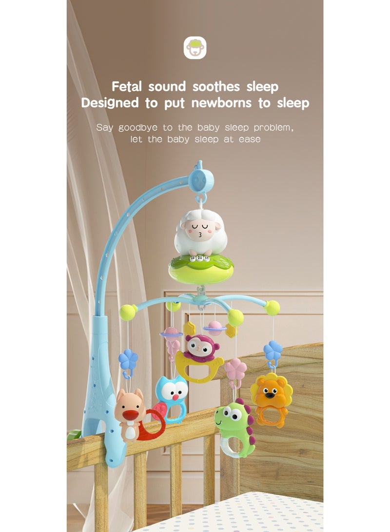 الصمت الدوار المحرك لعب الحضانة, التحكم عن بعد الروتاري الراتلز, لعب الأطفال مع الضوء والموسيقى,360 درجة الدوار,الراحة لعب سرير جرس للطفل 0-3, 6-9 شهر حديث الولادة هدية (أزرق) - Image 2