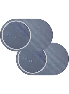Pack 2 Non Slip Bath Mat for Bathroom - 50 x 80cm Anti Slip Bathroom Mat for Home - Ultra Water Absorbent Bathroom Rug - Machine Washable Bath Rug for Bathroom (Pack 2, TechBlue)
