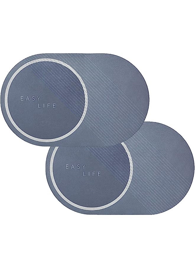 erorex - Pack 2 Non Slip Bath Mat for Bathroom - 50 x 80cm Anti Slip Bathroom Mat for Home - Ultra Water Absorbent Bathroom Rug - Machine Washable Bath Rug for Bathroom (Pack 2, TechBlue) - Image 1