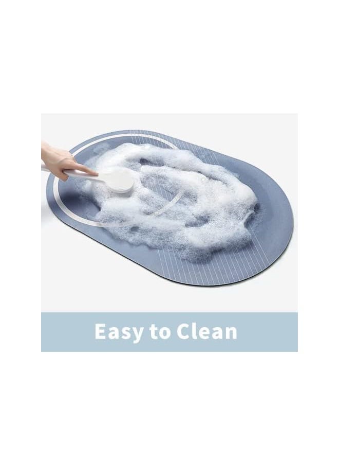 erorex - Pack 2 Non Slip Bath Mat for Bathroom - 50 x 80cm Anti Slip Bathroom Mat for Home - Ultra Water Absorbent Bathroom Rug - Machine Washable Bath Rug for Bathroom (Pack 2, TechBlue) - Image 1
