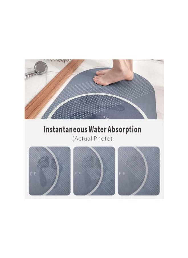 erorex - Pack 2 Non Slip Bath Mat for Bathroom - 50 x 80cm Anti Slip Bathroom Mat for Home - Ultra Water Absorbent Bathroom Rug - Machine Washable Bath Rug for Bathroom (Pack 2, TechBlue) - Image 1