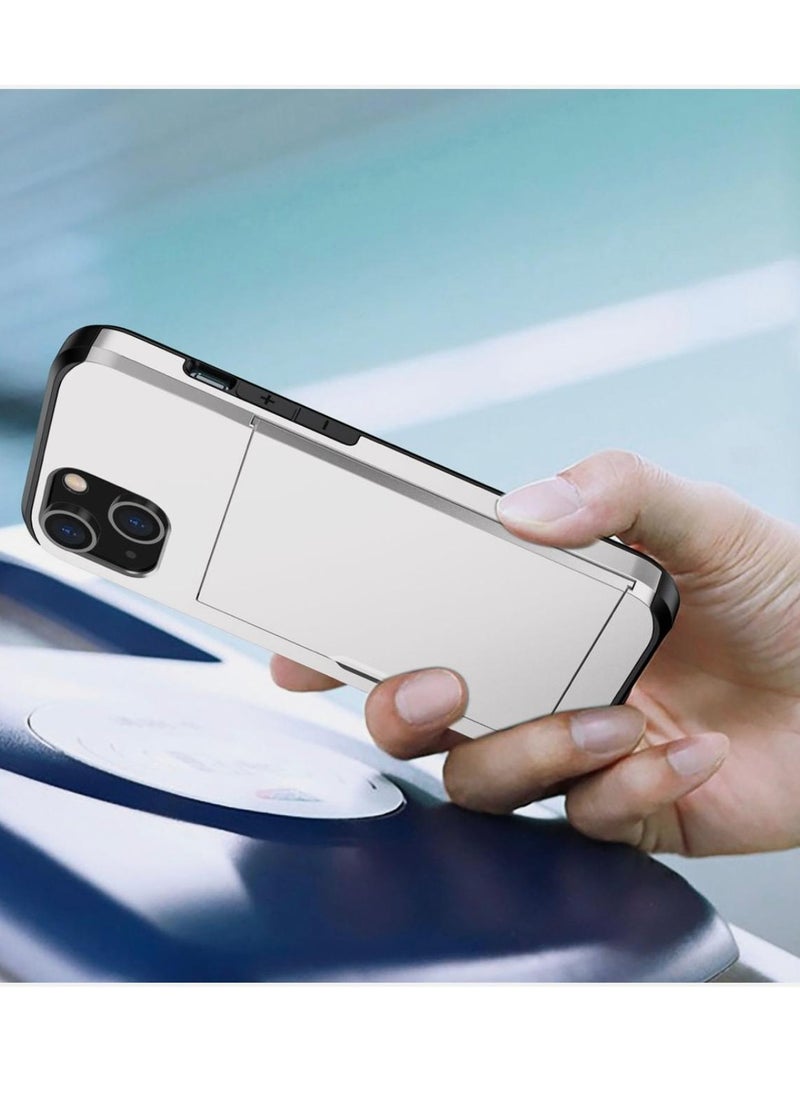 GULFLINK iPhone 15 Case with Card Holder Heavy Duty Protective Dual Layer Shockproof Hidden Card Slot Wallet Case White  - Image 5