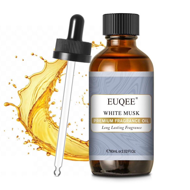 EUQEE White Musk Fragrance Oils for Home Aromatherapy, Premium Fragrance Oil with Glass Dropper for Diffusers, Candle & Soap Making, Bath Bombs (2.02 Fl oz/60 ml) - Image 1
