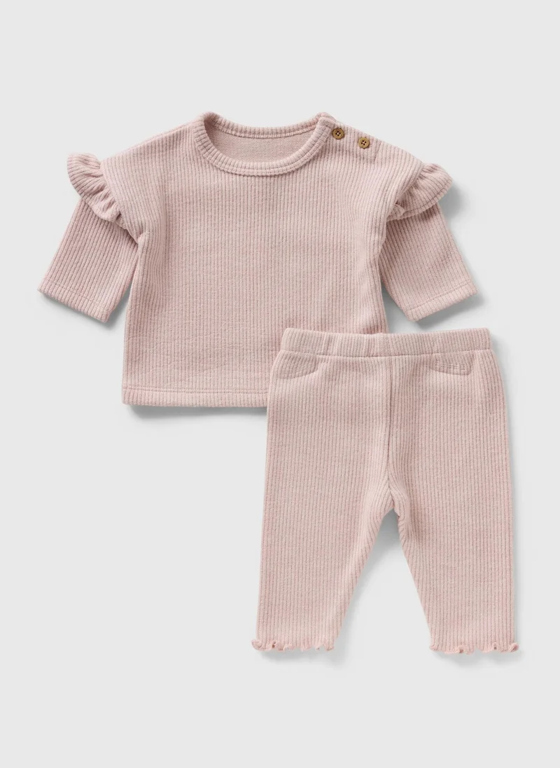 ماتلان Baby Mink Frill Brushed Top & Legging Set