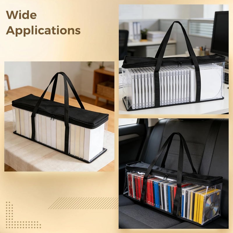 Dvd Organizer: 6 Cd Storage Bags, 240 Dvd Capacity, Clear Window, Portable With Handles - Image 4