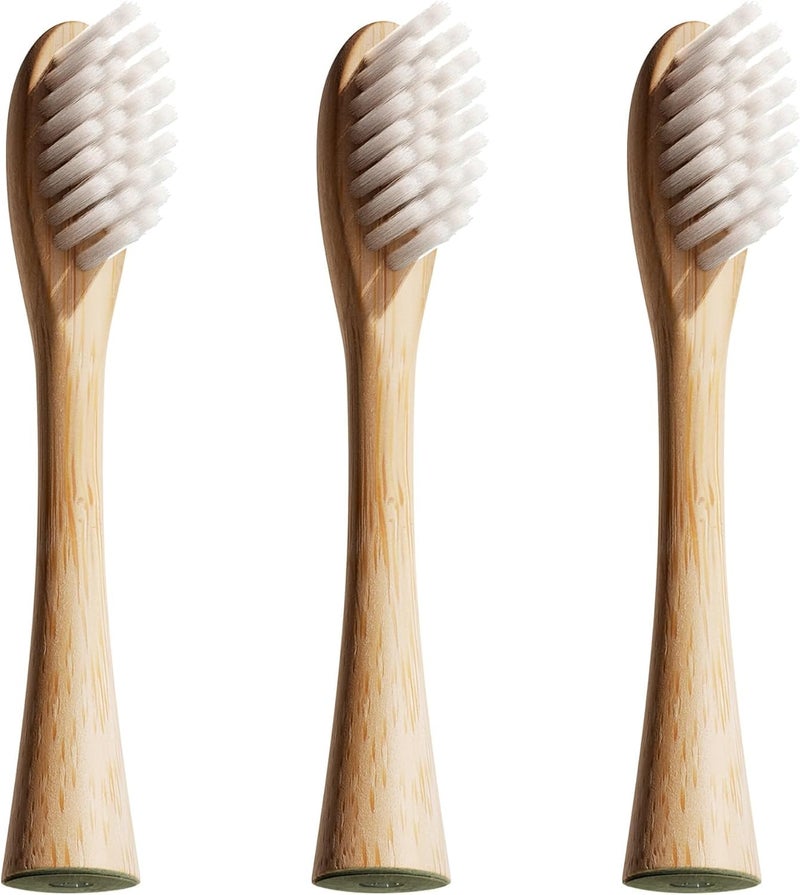 Lumineux Bamboo Replacement Heads 3 Pack - Exclusive to Lumineux Sonic Electric Toothbrush - Soft Bristle Bamboo Heads - Made with Eco Loving Renewable Bamboo - Image 1